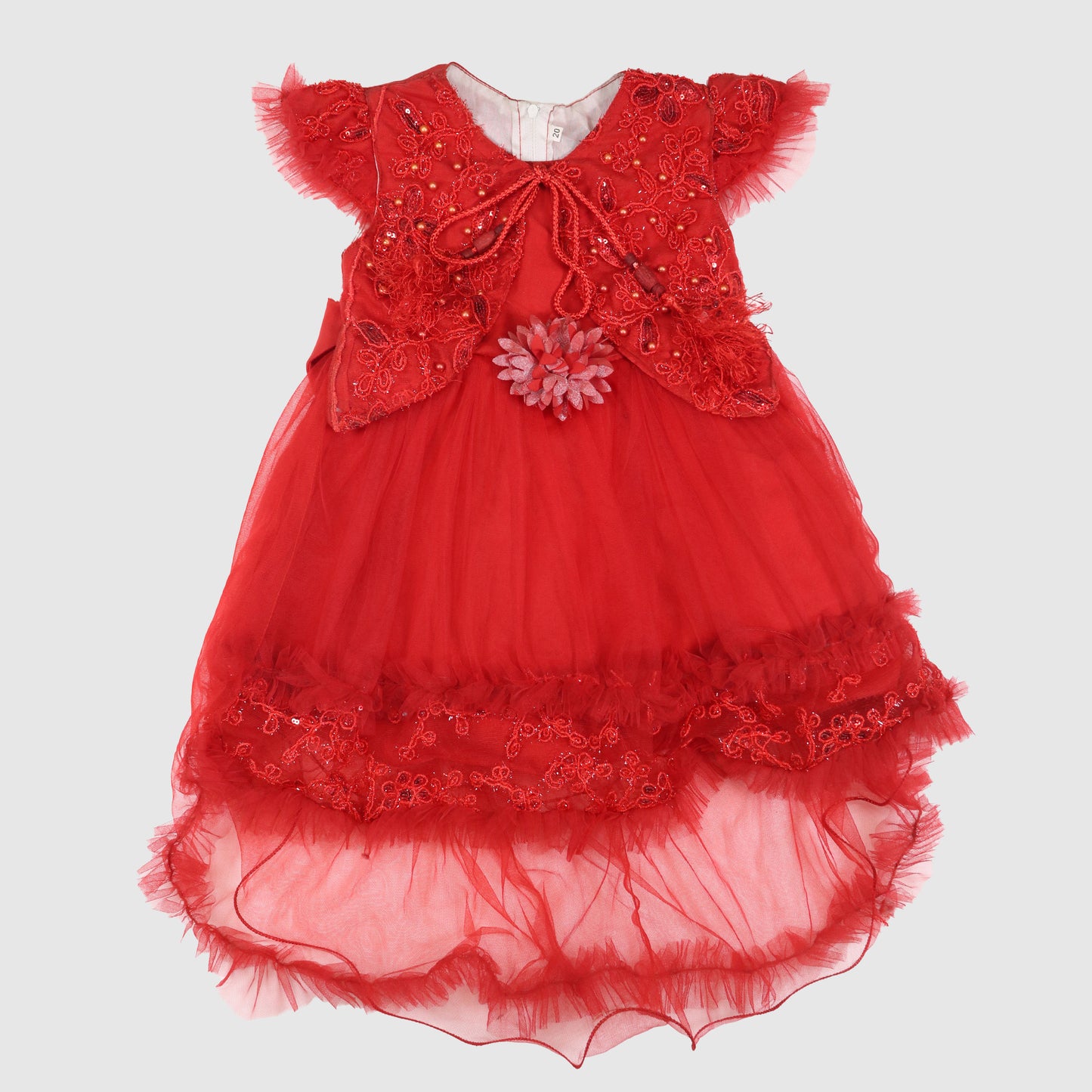Girls' Embroidered Net Frock and Trouser Set
