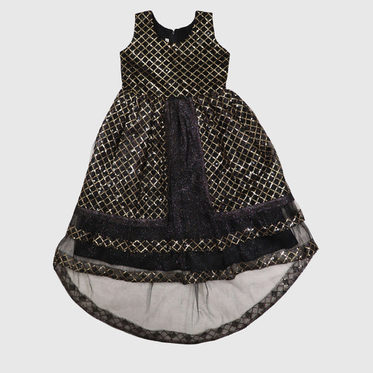 Criss-Cross Pattern Party Dress with Trouser