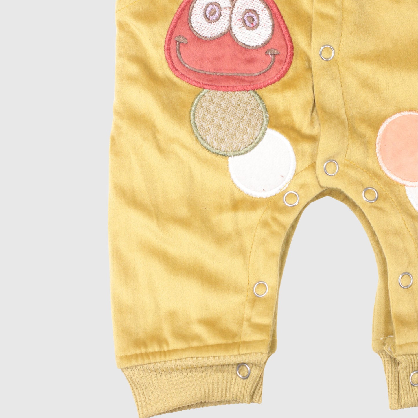 Yellow & Beige Baby Hooded Romper (1-Piece)