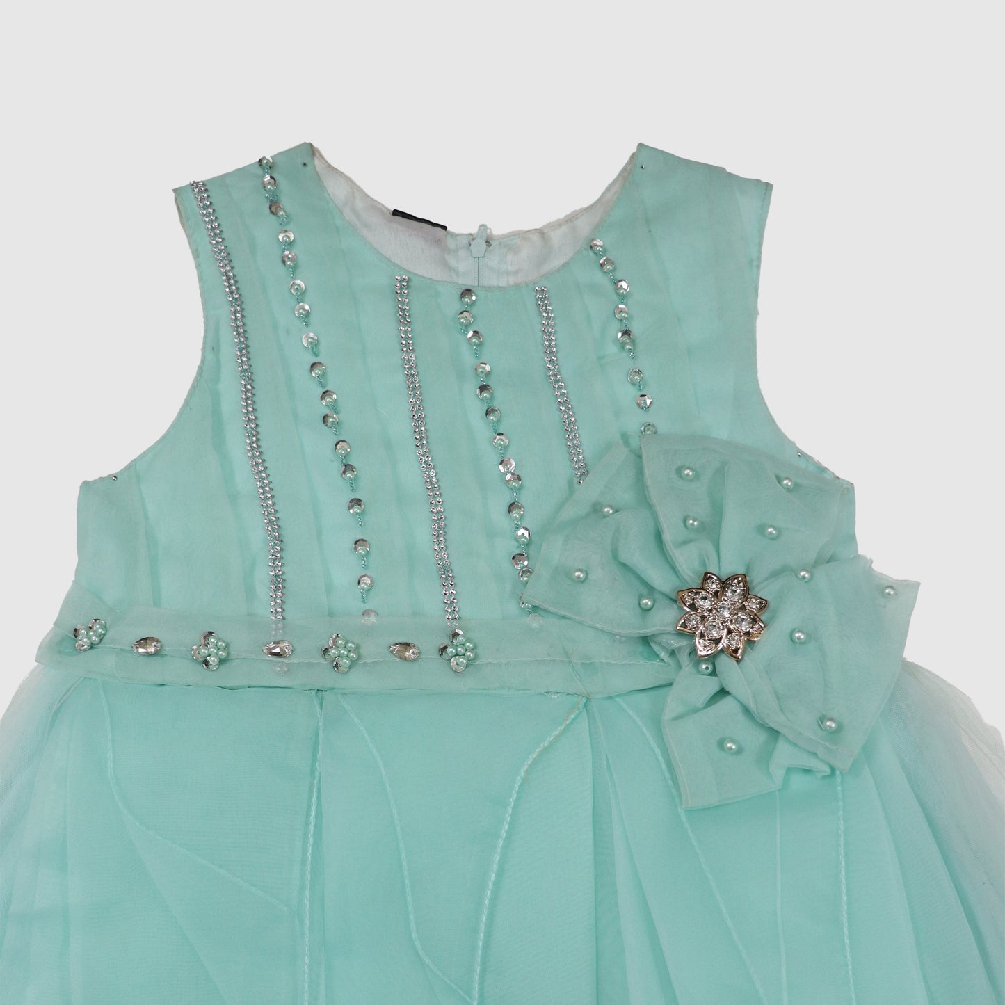 Girls' Sparkling Net Frock with Trouser Party Outfit