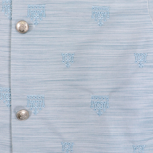 Sky Blue Kurta Pajama with Waistcoat – Kids