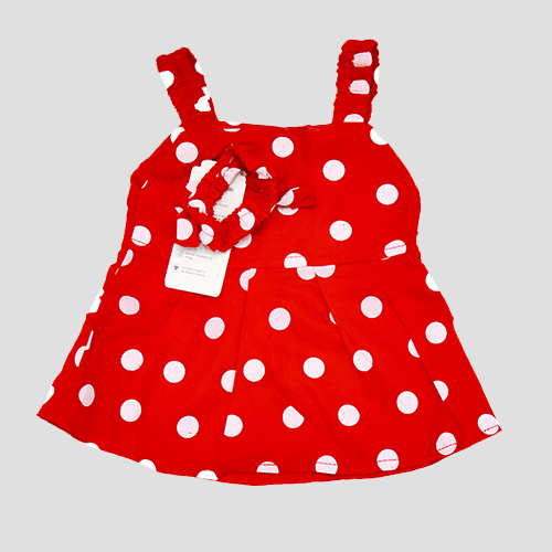 Cherry Red Dotty Ruffle Top