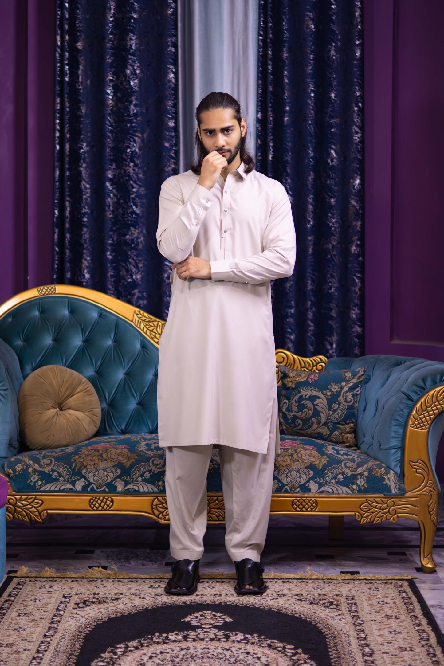 Light Pista Wash & Wear Semi-Formal Kameez Shalwar