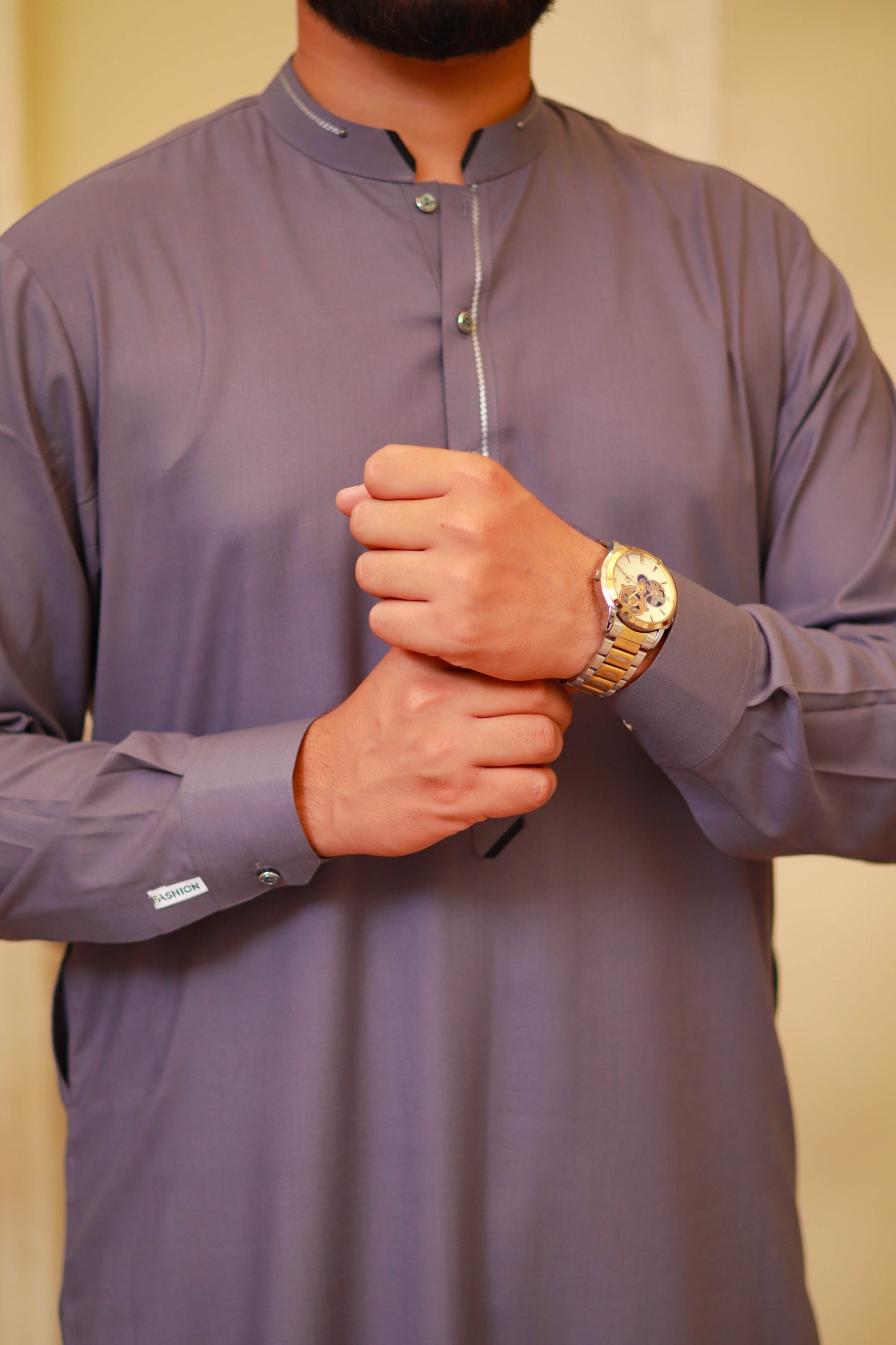 Grey Wash & Wear Semi-Formal Kameez Shalwar