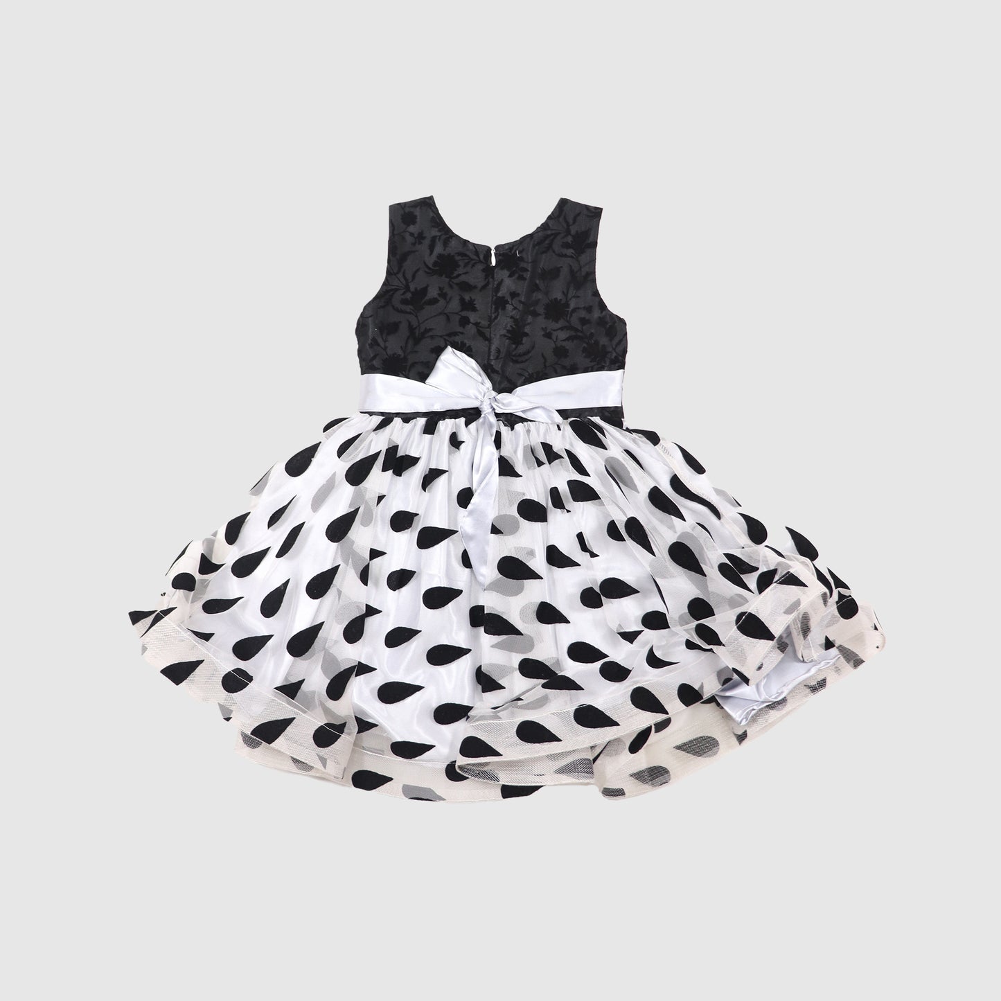 Girls’ Polka Dot Frock with Floral Patches