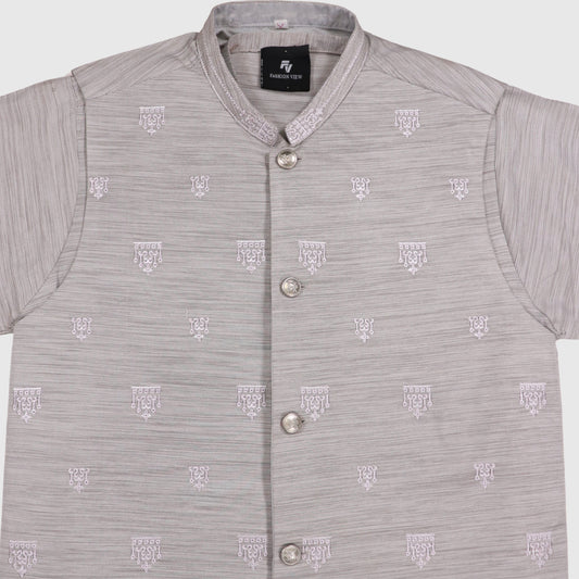Grey Kurta Pajama with Waistcoat – Kids