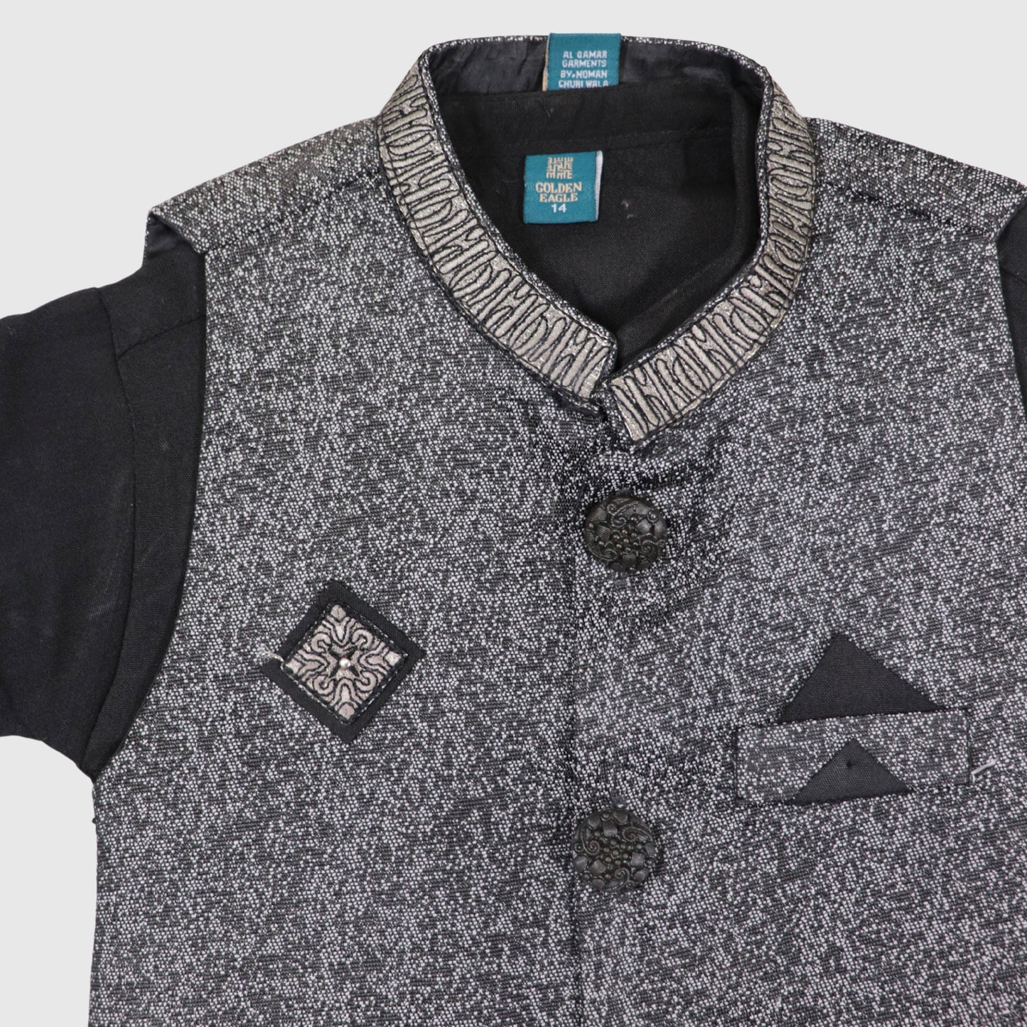 Black Kurta Pajama with Waistcoat – Kids