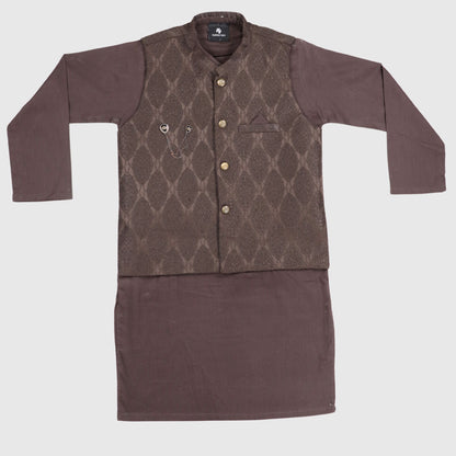 Chocolate Brown Kurta Pajama with Waistcoat – Kids