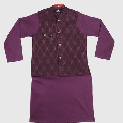 Purple Kurta Pajama with Waistcoat – Kids