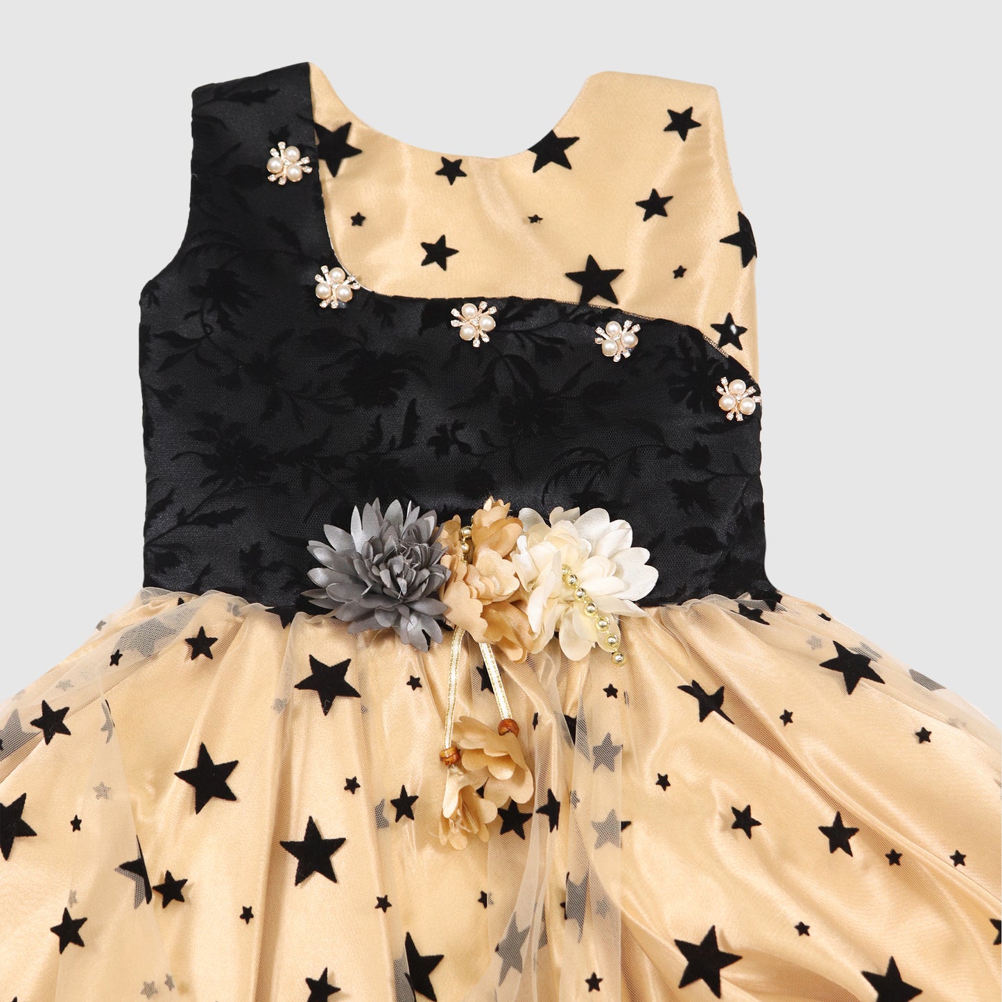 Girls Golden & Black Star Party Frock