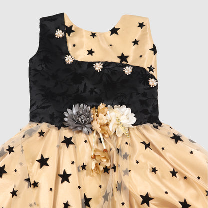 Girls Golden & Black Star Party Frock