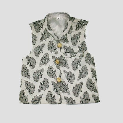 Boys Traditional Pakistani Kurta Set Pista Green with waistcoat