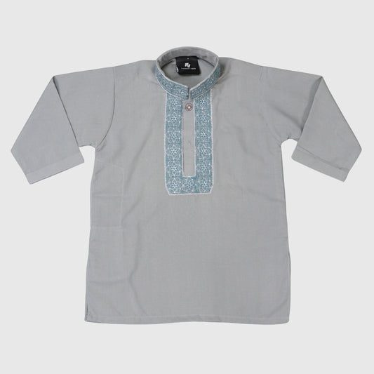 Light Grey with White Shalwar Kameez – Kids