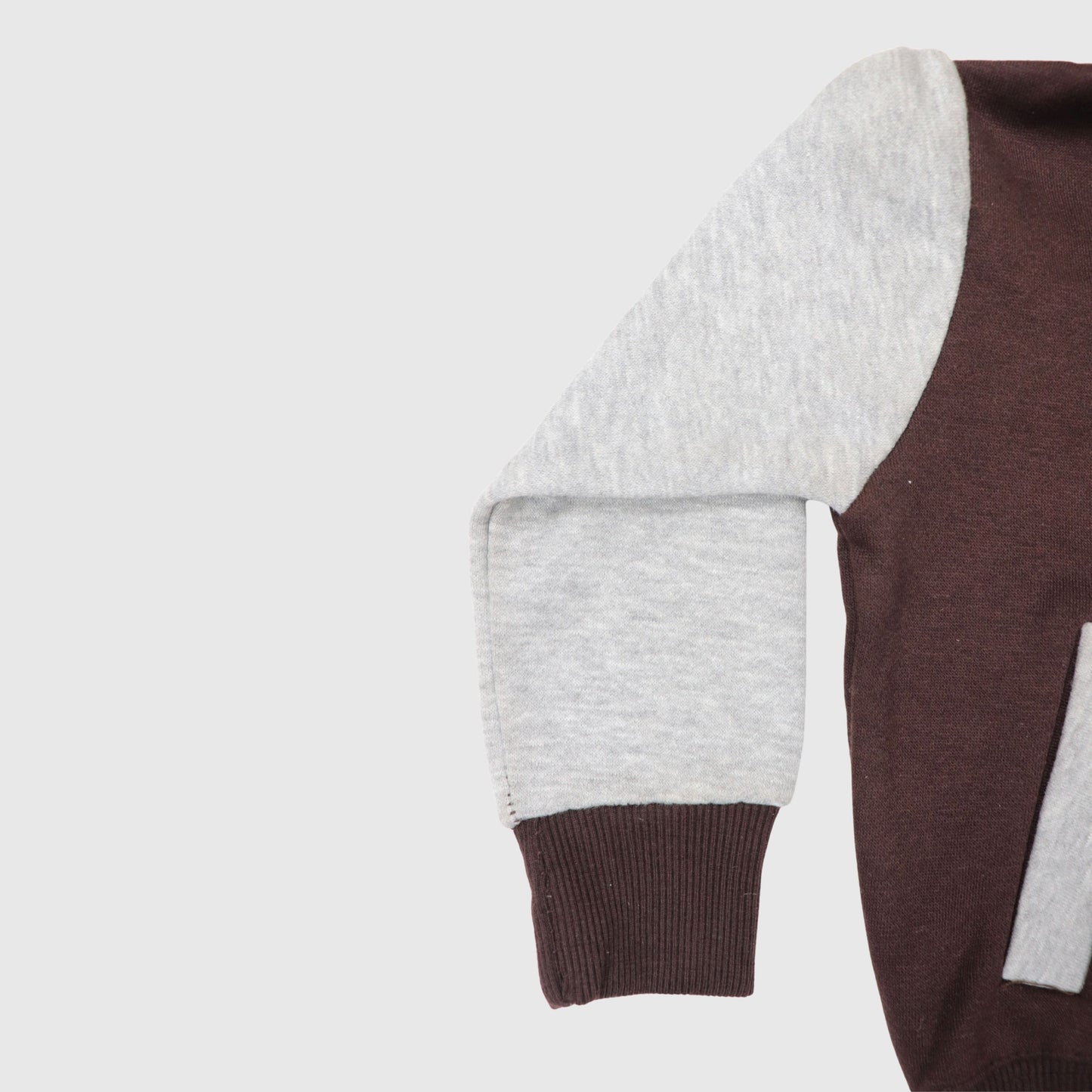 Brown & Grey Full-Zip Fleece Hoodie for Boys