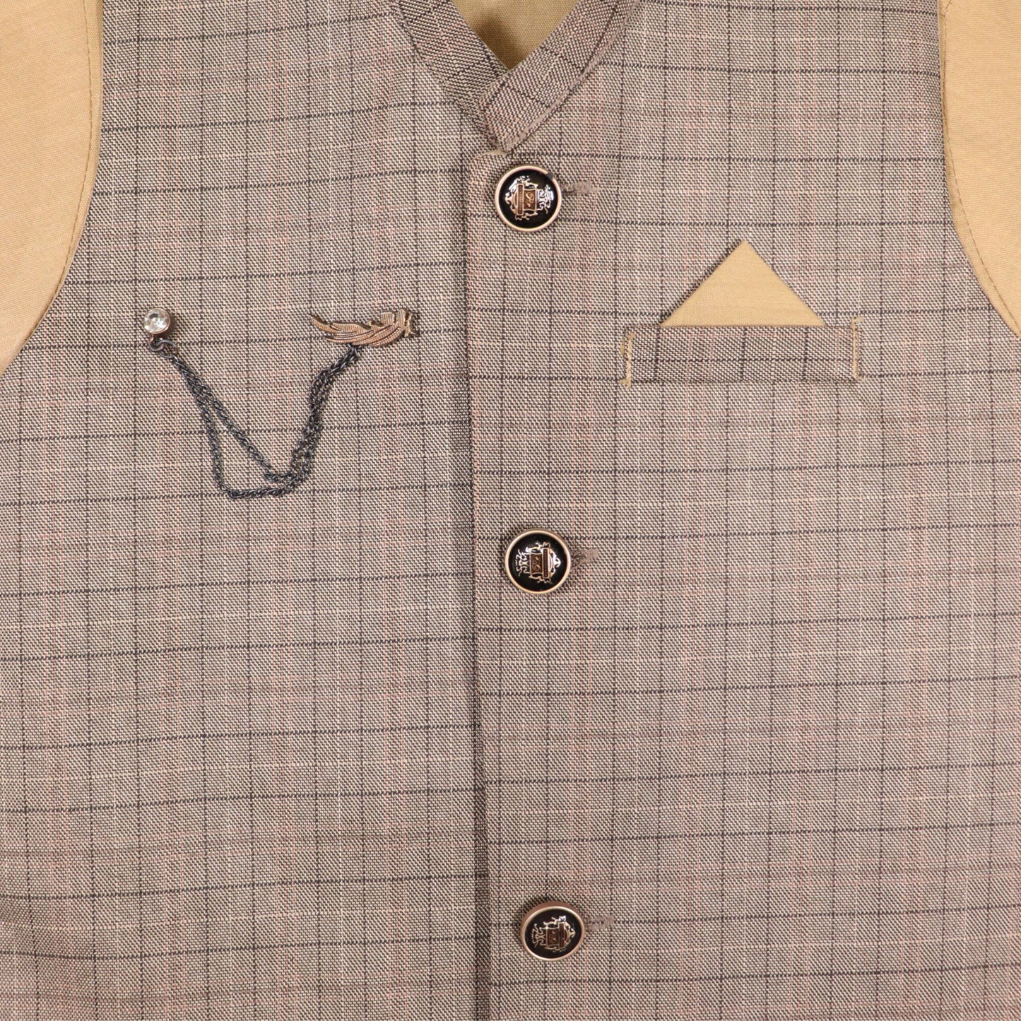 Light Beige Kurta Pajama with Waistcoat – Kids