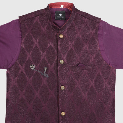 Purple Kurta Pajama with Waistcoat – Kids
