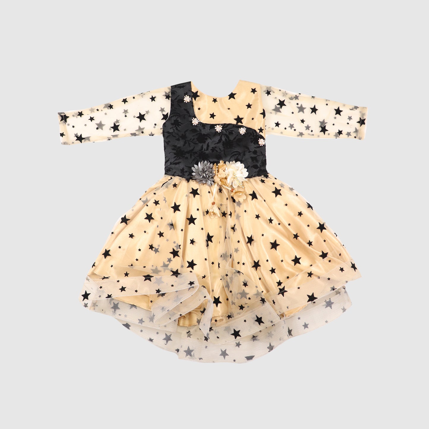 Girls Golden & Black Star Party Frock
