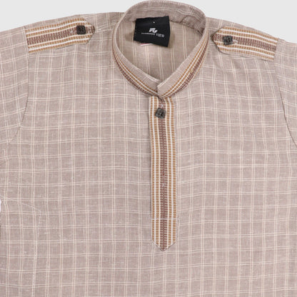 Cream Kurta with Black Shalwar – Kids