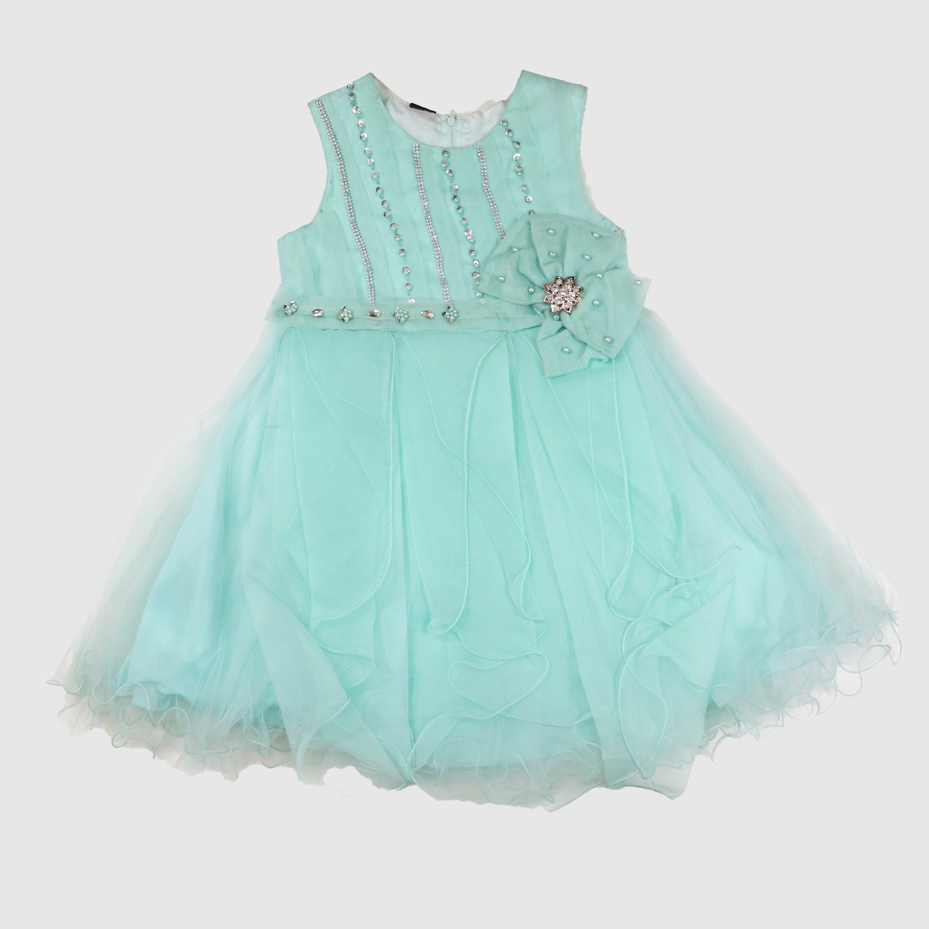 Girls' Sparkling Net Frock with Trouser Party Outfit