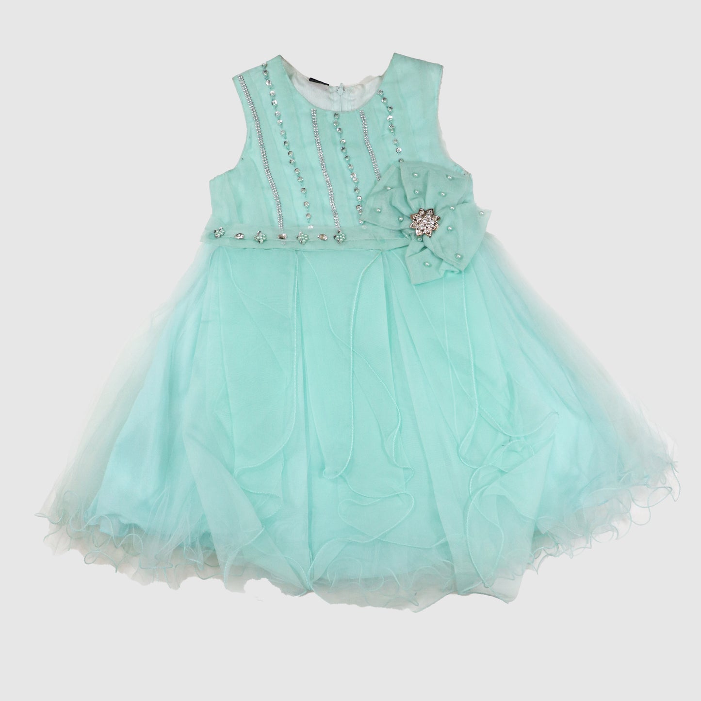 Girls' Sparkling Net Frock with Trouser Party Outfit