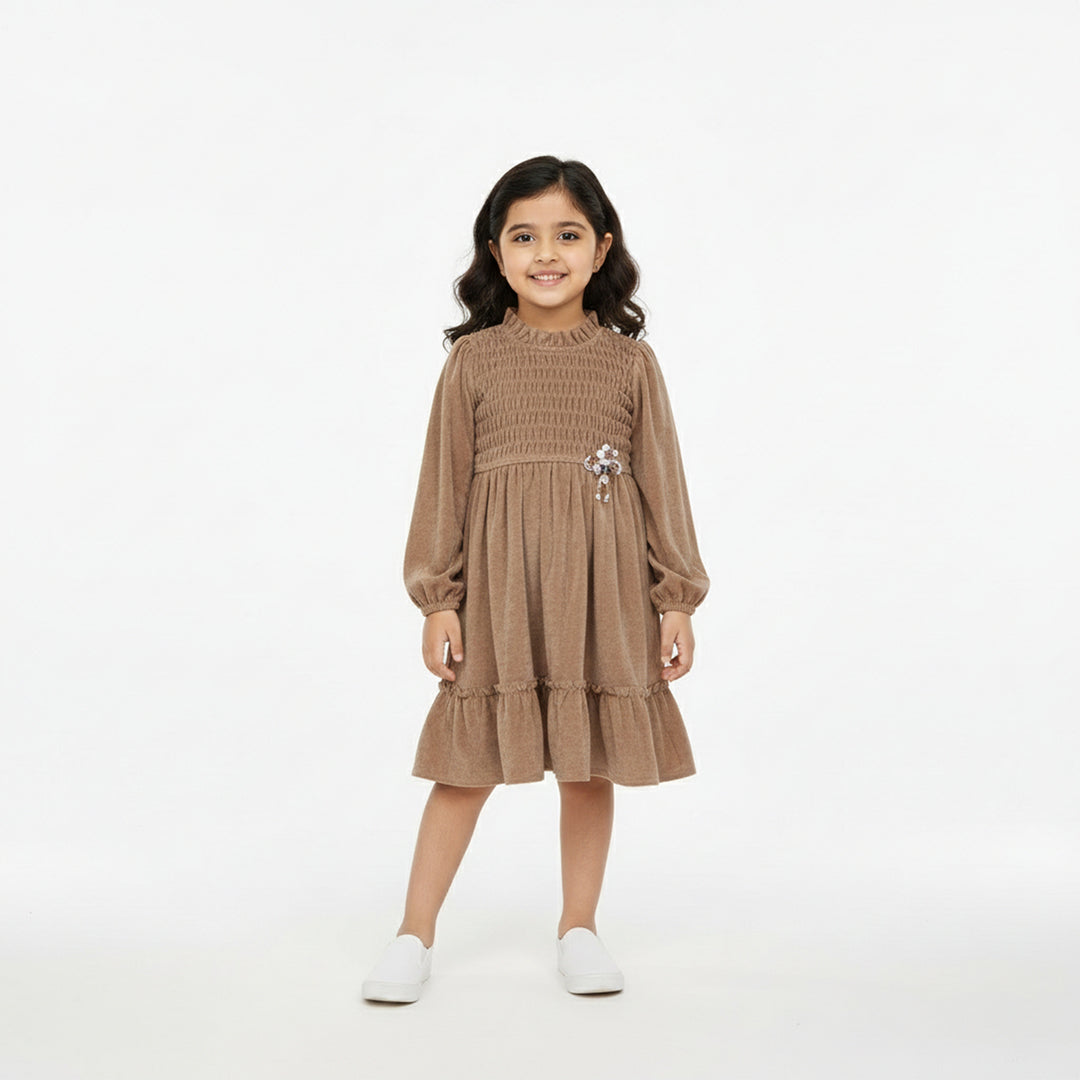 Blue Pleated Party Frock for Girls