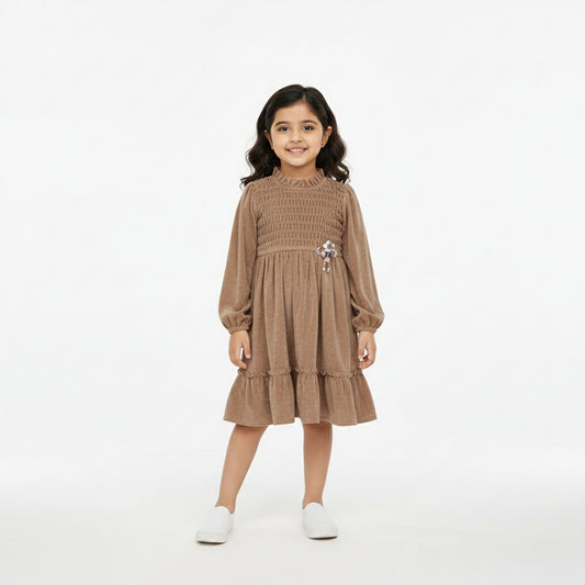 Blue Pleated Party Frock for Girls