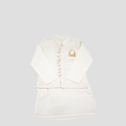 Royal Tradition – Boys’ Cotton Shalwar Kameez with Waistcoat White