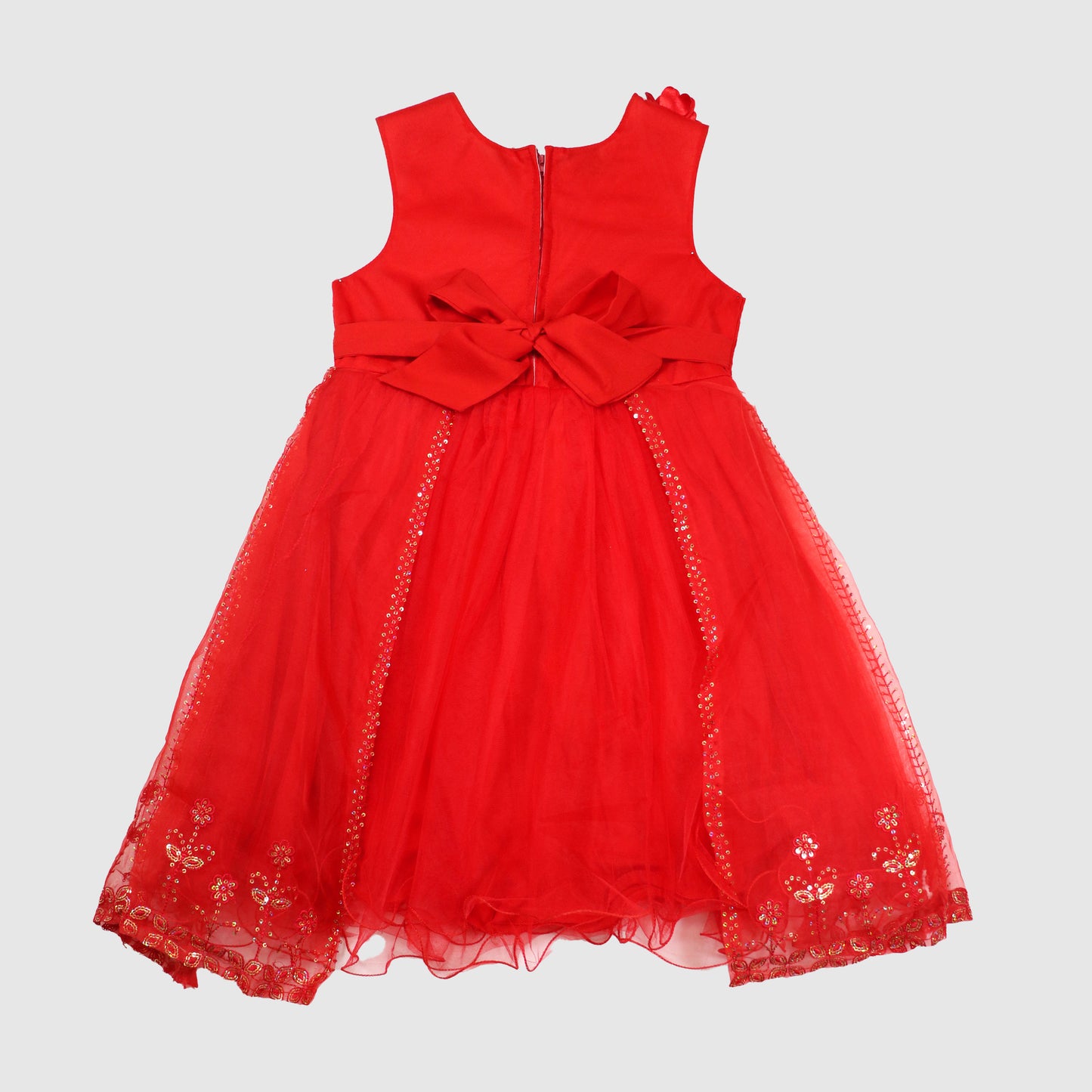 Sparkle Frock Set (Red & Peach)