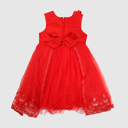 Sparkle Frock Set (Red & Peach)