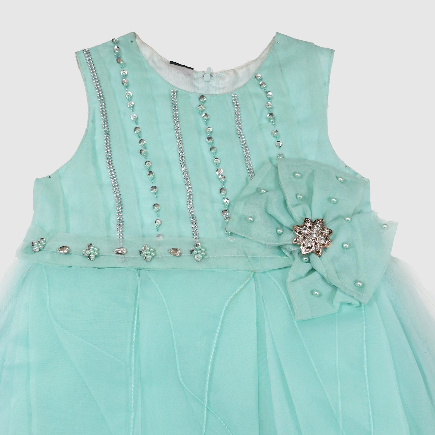 Girls' Sparkling Net Frock with Trouser Party Outfit