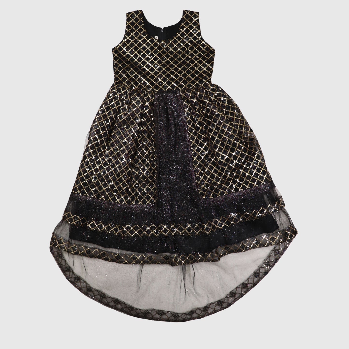 Criss-Cross Pattern Party Dress with Trouser