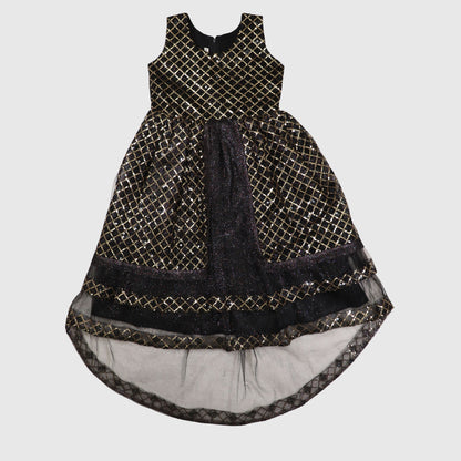 Criss-Cross Pattern Party Dress with Trouser