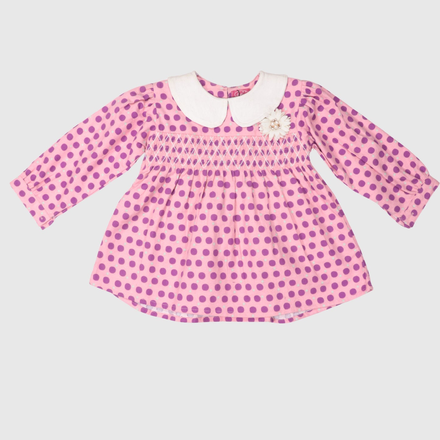 Girls’ Polka Dot Frock – Pink & Lavender