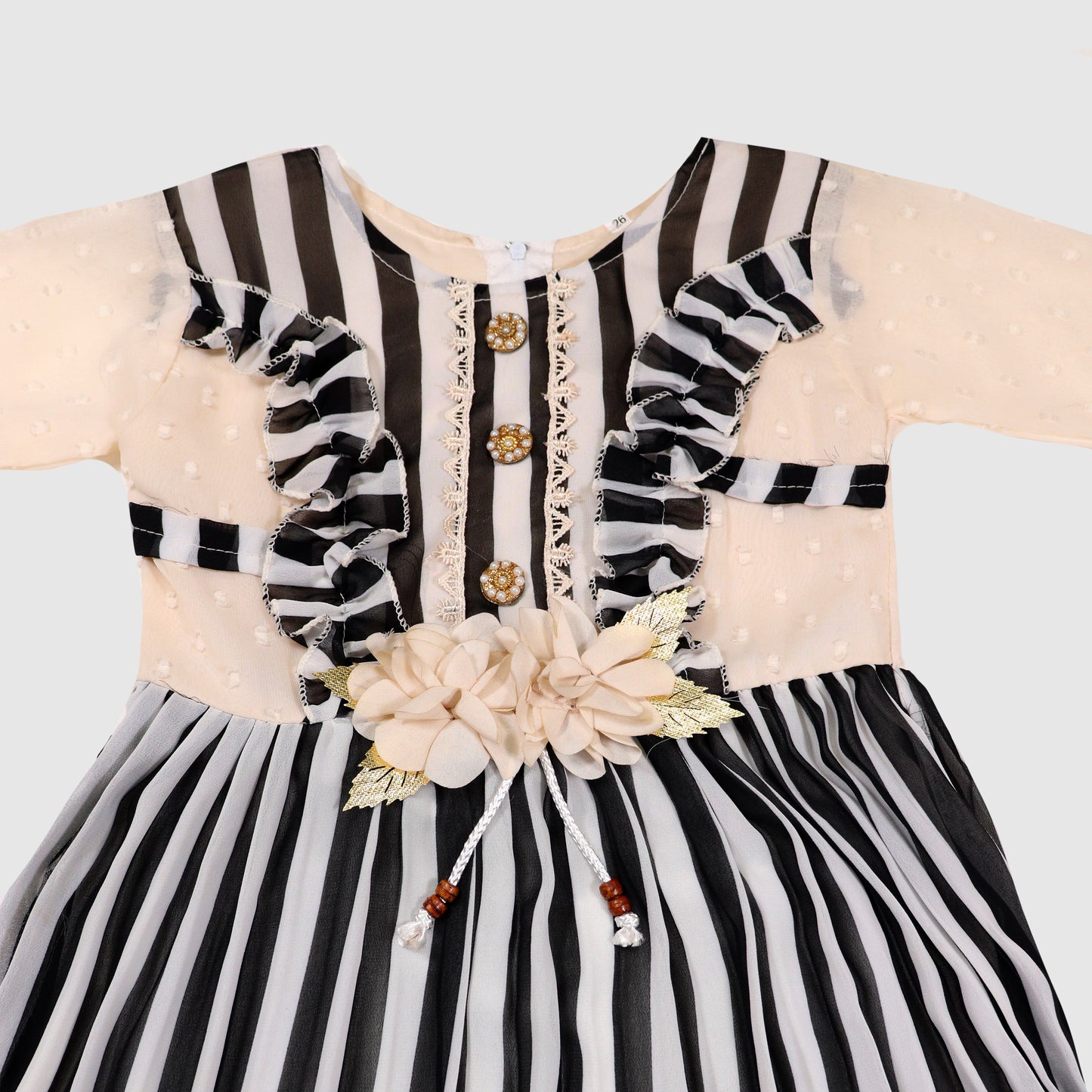 Black & Cream Polka-Dot Frock with Trousers