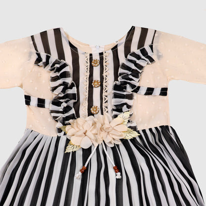 Black & Cream Polka-Dot Frock with Trousers