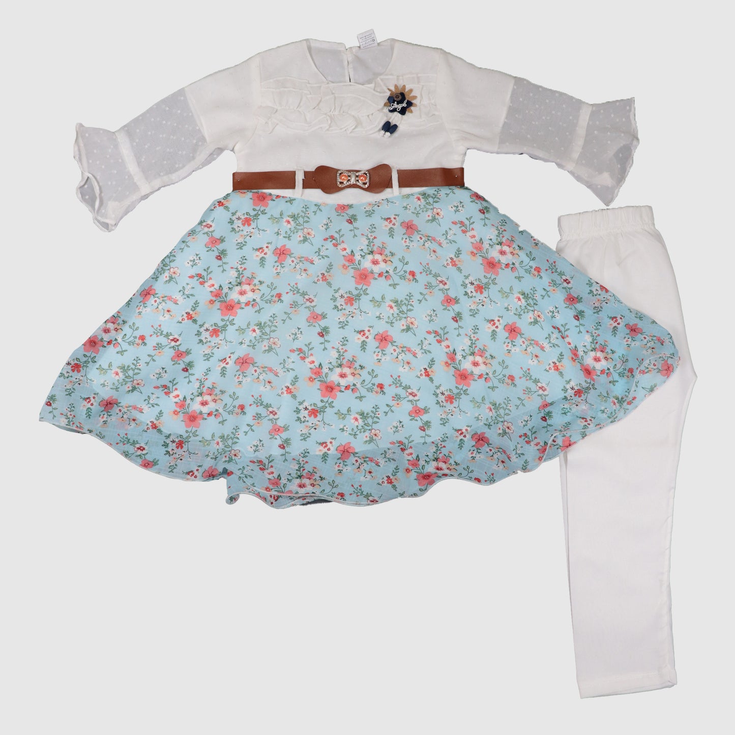 Elegant Frock & Trouser Set with Belt