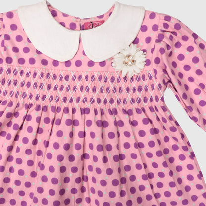 Girls’ Polka Dot Frock – Pink & Lavender