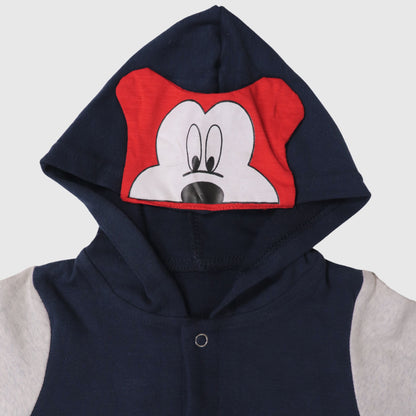 Navy Blue Baby Hooded Romper (1-Piece)