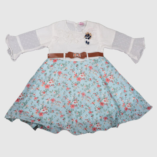 Elegant Frock & Trouser Set with Belt