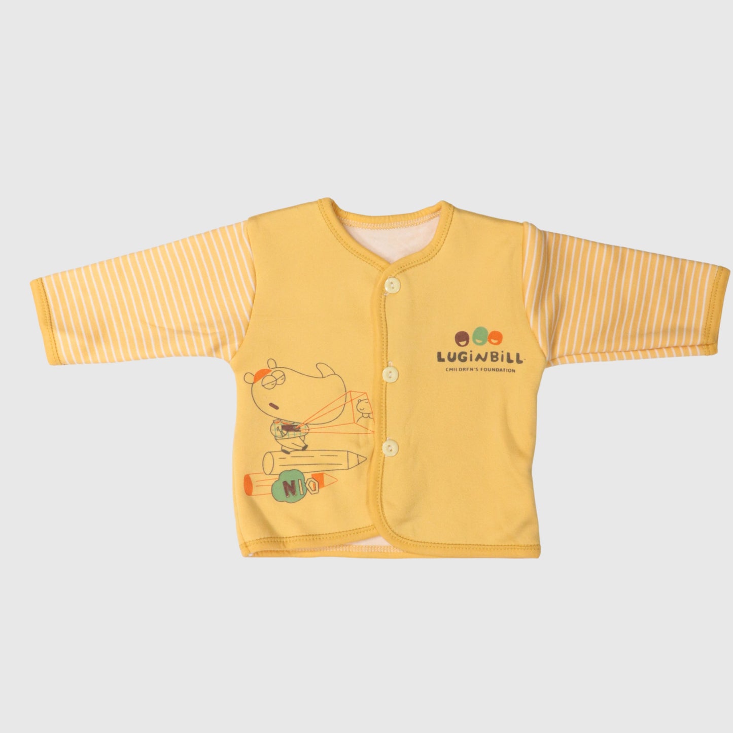 5-Piece Baby Cotton Suit Set – Yellow Striped Design