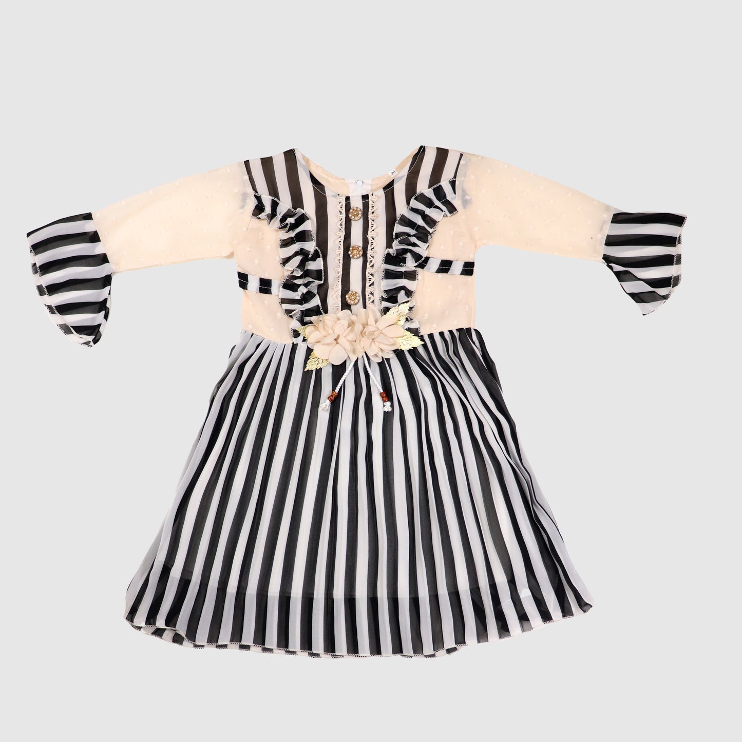 Black & Cream Polka-Dot Frock with Trousers