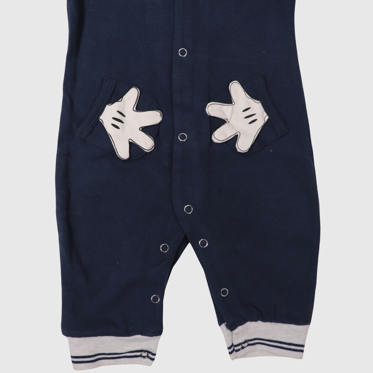 Navy Blue Baby Hooded Romper (1-Piece)