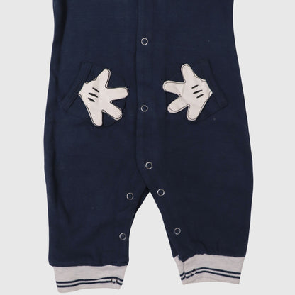 Navy Blue Baby Hooded Romper (1-Piece)