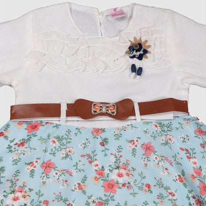 Elegant Frock & Trouser Set with Belt