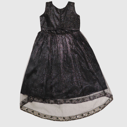 Criss-Cross Pattern Party Dress with Trouser