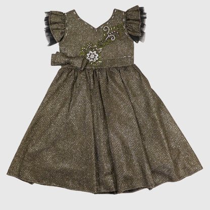 Glitter Olive Floral Frock