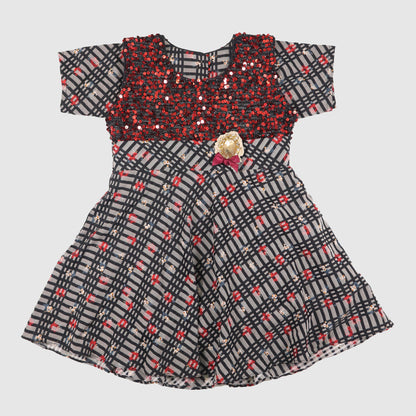 Girls' Plaid and Sequin Party Dress