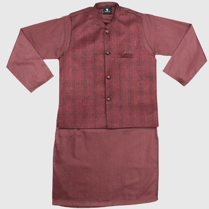 Maroon Kurta Pajama with Waistcoat – Kids