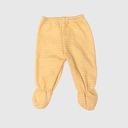 5-Piece Baby Cotton Suit Set – Yellow Striped Design
