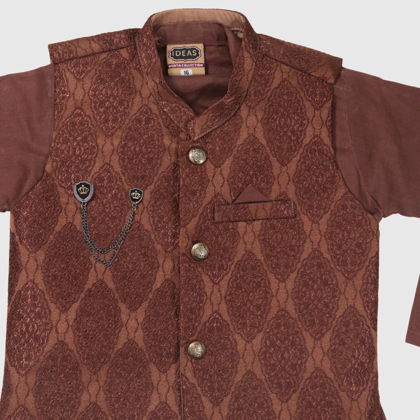 Brown Kurta Pajama with Waistcoat – Kids